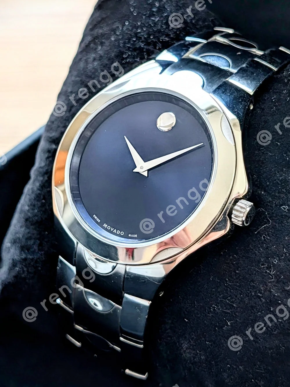 40mm Movado Luno Sport Blue Men's Stainless Steel Dress Watch Sapphire